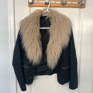 Leather Jacket w/ Fur Trim